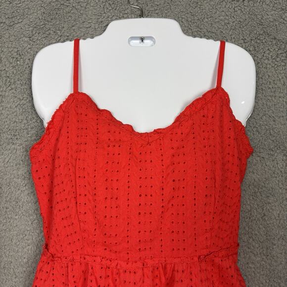 Sim Sam Women Eyelet Top Medium Sleeveless Peplum Tank Smocked Ruffle Boho NEW - Picture 1 of 14
